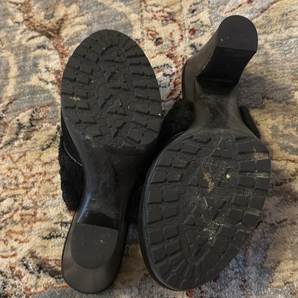 COACH IDYLE Shearling leather black clog heels rare $328 9 silver Designer - Picture 9 of 11